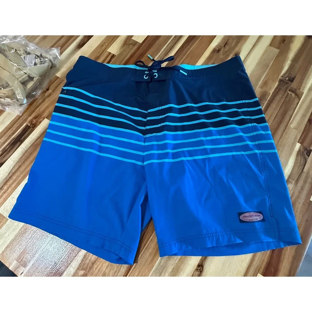 Vineyard Vines Board Shorts Men 38 Blue Excellent Striped Performance Stretch